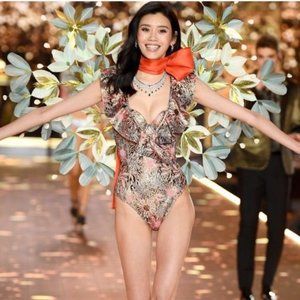 Victoria's Secret Shine Brocade Ruffle Bodysuit